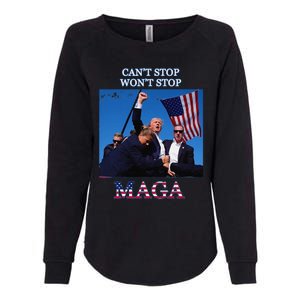 Funny Trump 2024 Cant Stop Wont Stop Maga Womens California Wash Sweatshirt