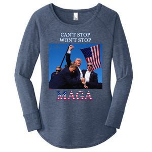 Funny Trump 2024 Cant Stop Wont Stop Maga Women's Perfect Tri Tunic Long Sleeve Shirt