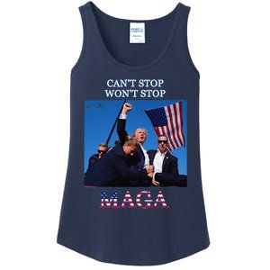 Funny Trump 2024 Cant Stop Wont Stop Maga Ladies Essential Tank