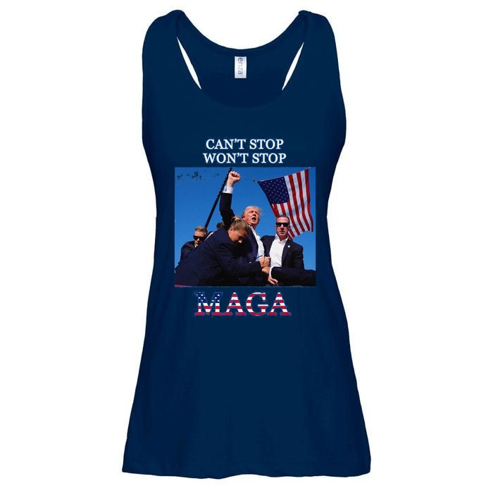 Funny Trump 2024 Cant Stop Wont Stop Maga Ladies Essential Flowy Tank