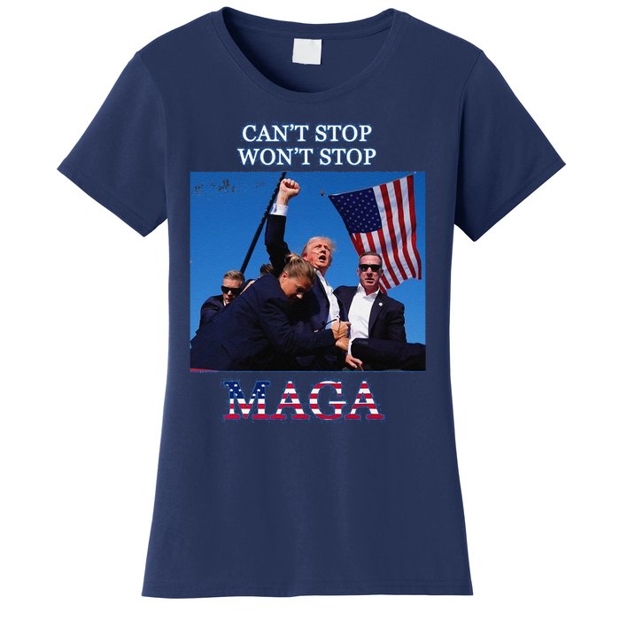 Funny Trump 2024 Cant Stop Wont Stop Maga Women's T-Shirt