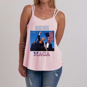 Funny Trump 2024 Cant Stop Wont Stop Maga Women's Strappy Tank