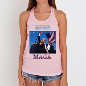 Funny Trump 2024 Cant Stop Wont Stop Maga Women's Knotted Racerback Tank