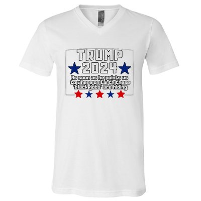 Funny Trump 2024 Where These Black Jobs Immigrants Stealing V-Neck T-Shirt