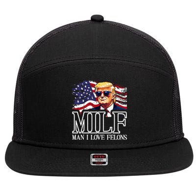 Funny Trump 2024 Political Satire Retro Us Flag 7 Panel Mesh Trucker Snapback Hat