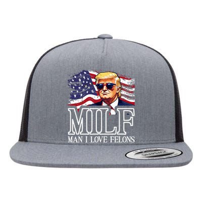 Funny Trump 2024 Political Satire Retro Us Flag Flat Bill Trucker Hat