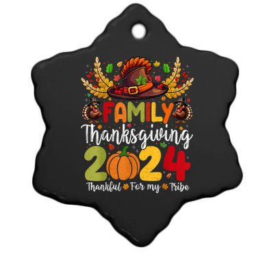 Family Thanksgiving 2024 Thankful For My Tribe Group Autumn Ceramic Star Ornament