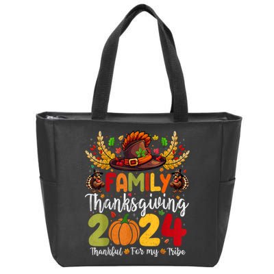 Family Thanksgiving 2024 Thankful For My Tribe Group Autumn Zip Tote Bag