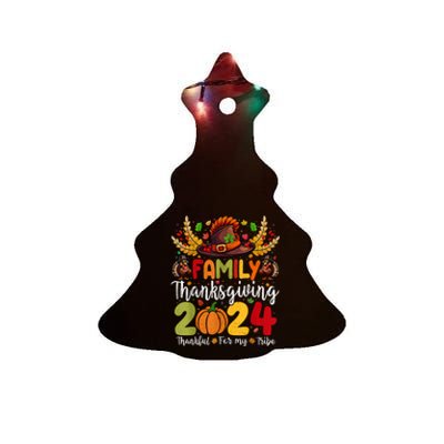 Family Thanksgiving 2024 Thankful For My Tribe Group Autumn Ceramic Tree Ornament