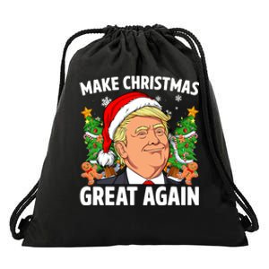 Funny Trump 2024 Make Christmas Great Again Drawstring Bag