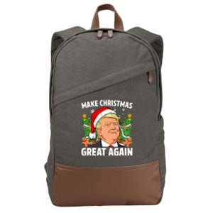 Funny Trump 2024 Make Christmas Great Again Cotton Canvas Backpack