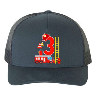 Fire Truck 3rd Birthday Boy 3 Year Old Firefighter Yupoong Adult 5-Panel Trucker Hat