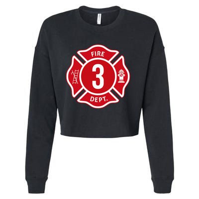 Fire Truck 3rd Birthday Boy Firefighter 3 Year Old Cropped Pullover Crew