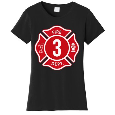 Fire Truck 3rd Birthday Boy Firefighter 3 Year Old Women's T-Shirt