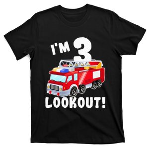 Fire Truck 3rd Birthday 3 Gift Little Firefighter T-Shirt