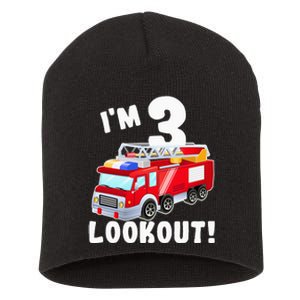 Fire Truck 3rd Birthday 3 Gift Little Firefighter Short Acrylic Beanie