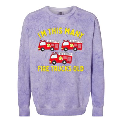 Fire Truck 3rd Birthday Firefighter 3 Three Colorblast Crewneck Sweatshirt