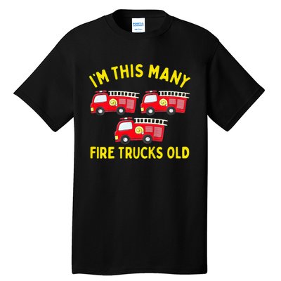 Fire Truck 3rd Birthday Firefighter 3 Three Tall T-Shirt