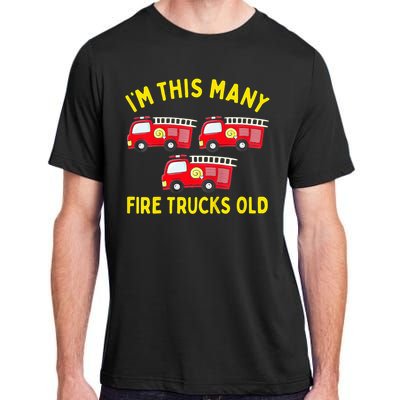 Fire Truck 3rd Birthday Firefighter 3 Three Adult ChromaSoft Performance T-Shirt