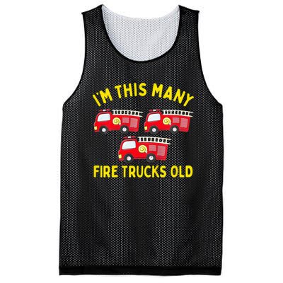 Fire Truck 3rd Birthday Firefighter 3 Three Mesh Reversible Basketball Jersey Tank