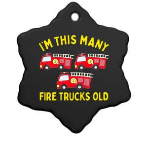 Fire Truck 3rd Birthday Firefighter 3 Three Ceramic Star Ornament