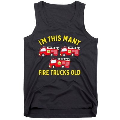 Fire Truck 3rd Birthday Firefighter 3 Three Tank Top