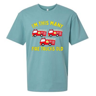 Fire Truck 3rd Birthday Firefighter 3 Three Sueded Cloud Jersey T-Shirt