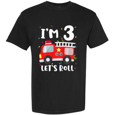 Fire Truck 3rd BirthdayFirefighter 3 Year Old Garment-Dyed Heavyweight T-Shirt