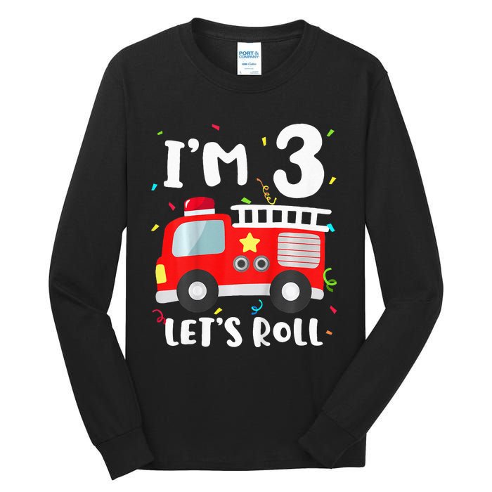 Fire Truck 3rd BirthdayFirefighter 3 Year Old Tall Long Sleeve T-Shirt