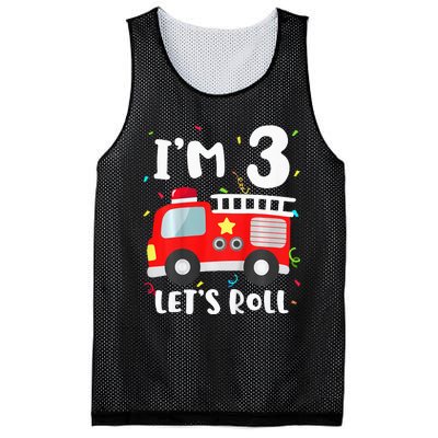 Fire Truck 3rd BirthdayFirefighter 3 Year Old Mesh Reversible Basketball Jersey Tank