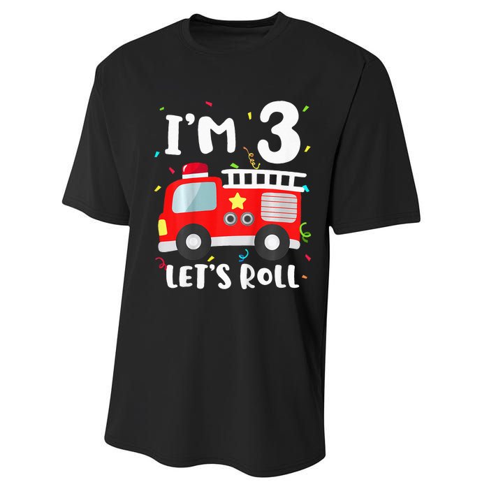 Fire Truck 3rd BirthdayFirefighter 3 Year Old Performance Sprint T-Shirt