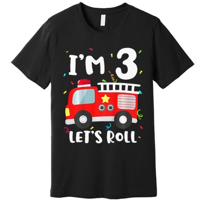 Fire Truck 3rd BirthdayFirefighter 3 Year Old Premium T-Shirt