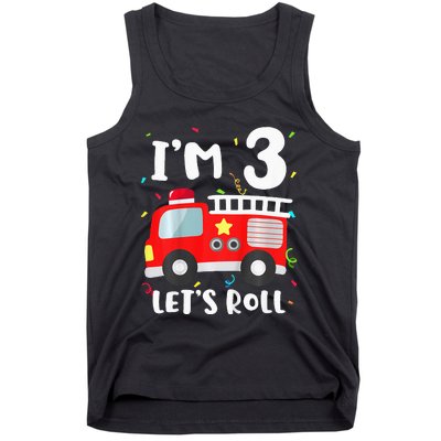 Fire Truck 3rd BirthdayFirefighter 3 Year Old Tank Top