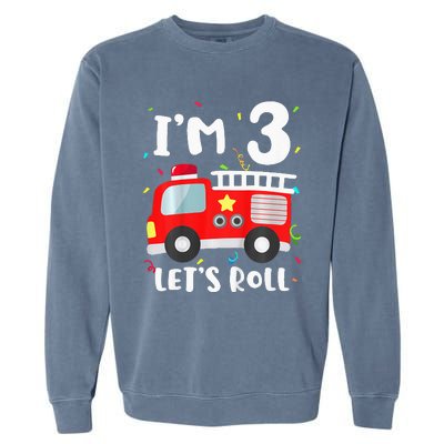 Fire Truck 3rd BirthdayFirefighter 3 Year Old Garment-Dyed Sweatshirt