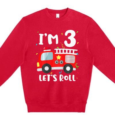 Fire Truck 3rd BirthdayFirefighter 3 Year Old Premium Crewneck Sweatshirt