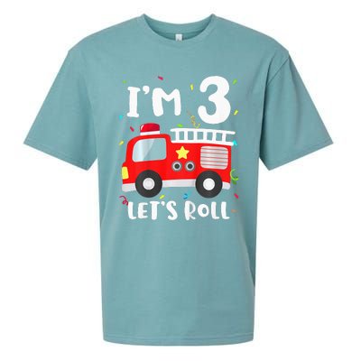 Fire Truck 3rd BirthdayFirefighter 3 Year Old Sueded Cloud Jersey T-Shirt