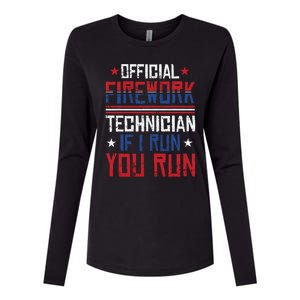 Firework Technician 4th Of July Funny USA Pyro Technician Womens Cotton Relaxed Long Sleeve T-Shirt