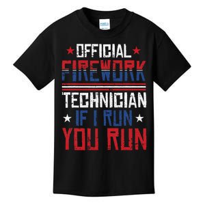 Firework Technician 4th Of July Funny USA Pyro Technician Kids T-Shirt