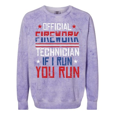 Firework Technician 4th Of July Funny USA Pyro-technician Colorblast Crewneck Sweatshirt