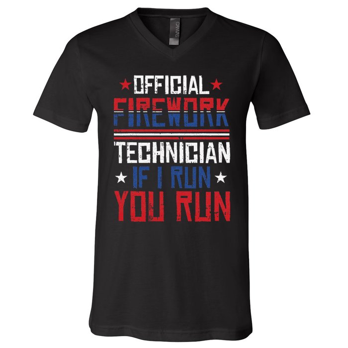 Firework Technician 4th Of July Funny USA Pyro-technician V-Neck T-Shirt