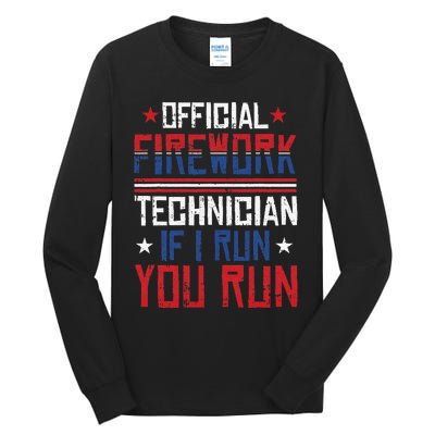 Firework Technician 4th Of July Funny USA Pyro-technician Tall Long Sleeve T-Shirt