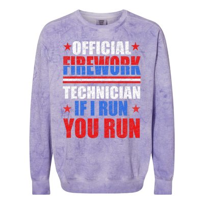 Firework Technician 4th Of July Funny USA Pyro Technician Colorblast Crewneck Sweatshirt