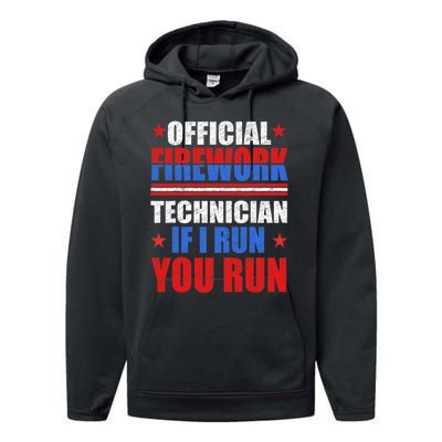 Firework Technician 4th Of July Funny USA Pyro Technician Performance Fleece Hoodie