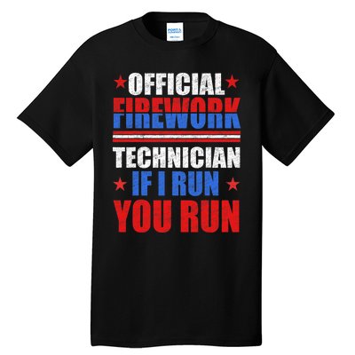 Firework Technician 4th Of July Funny USA Pyro Technician Tall T-Shirt