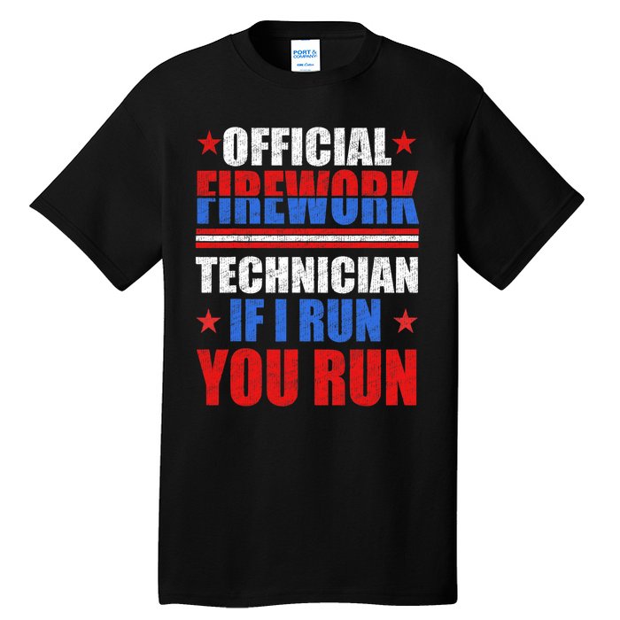 Firework Technician 4th Of July Funny USA Pyro Technician Tall T-Shirt