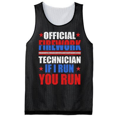 Firework Technician 4th Of July Funny USA Pyro Technician Mesh Reversible Basketball Jersey Tank