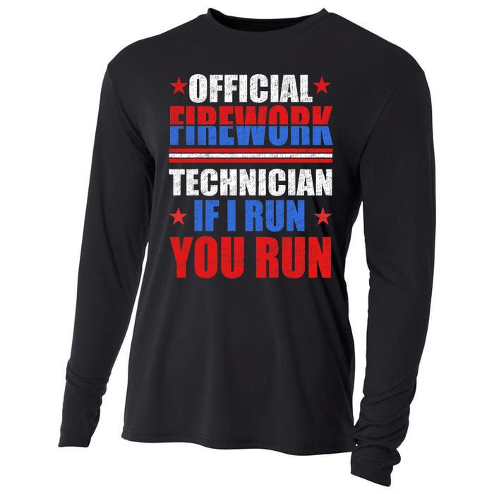 Firework Technician 4th Of July Funny USA Pyro Technician Cooling Performance Long Sleeve Crew