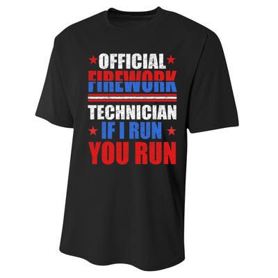 Firework Technician 4th Of July Funny USA Pyro Technician Performance Sprint T-Shirt