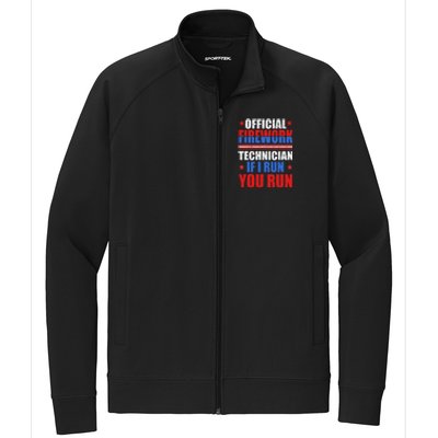 Firework Technician 4th Of July Funny USA Pyro Technician Stretch Full-Zip Cadet Jacket