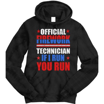 Firework Technician 4th Of July Funny USA Pyro Technician Tie Dye Hoodie